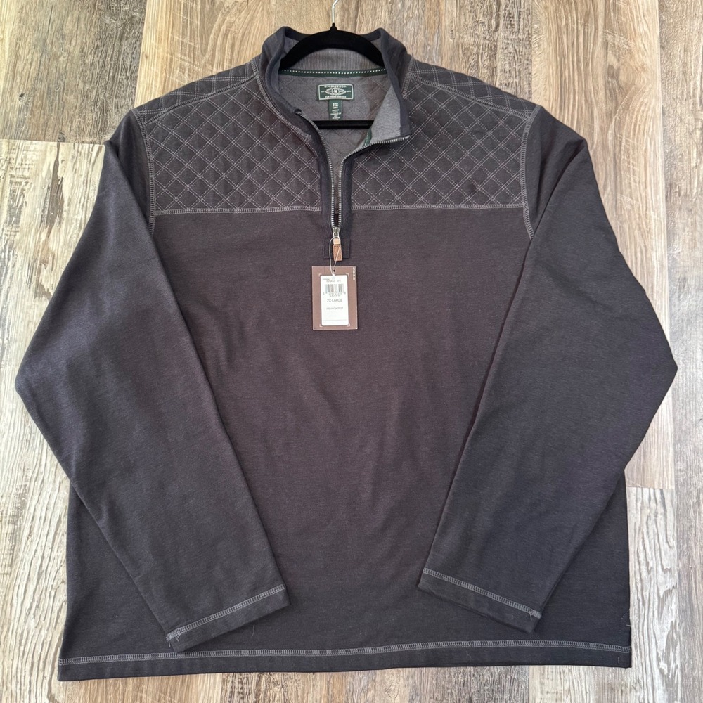 NWT G.H. Bass‎ & Co. Mens 2XL quilted top 1/4 zip sweatshirt Pullover Black